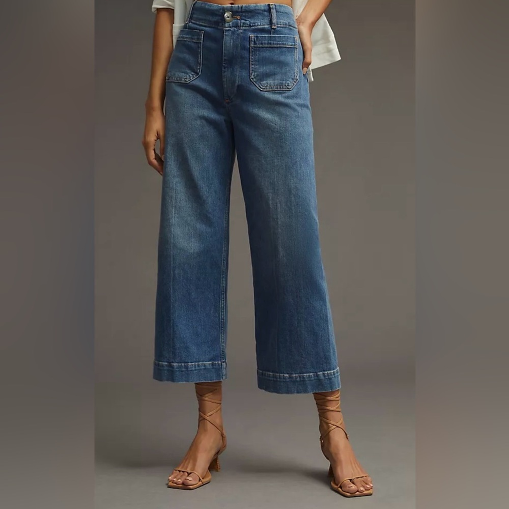 Pilcro The Skipper Cropped Collete  Wide-Leg Jeans Size 29 Anthropologie